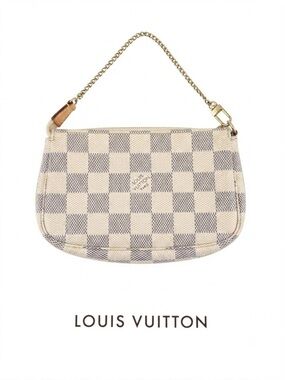 Authentic Louis Vuitton Damier Azur Pochette Accessory Pouch